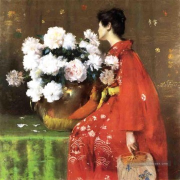 Pivoines 1897 fleur William Merritt Chase Peinture à l'huile